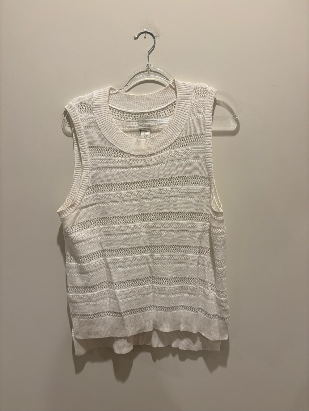 Joie White Open-Knit Crewneck Tank